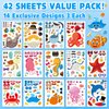 Aowplc 42 Pcs Ocean Animals Make-a-Face Sticker Sheets for Kids - 14 Sea Creature Designs for Party Favors, Classroom Activities, Arts & Crafts