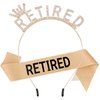 Aprince Retirement Party Decorations for Women Gold Retirement Headband Retirement Sash and Crown Tiara Retired Party Supplies Hair Accessories for Women