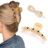 Fashey Hair Claw Clips Pearl Claw Clips Star Hair Clips Nonslip Crystal Hair Jaw Clips Hair Accessories for Women and Girls(Pack of 2)