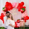 Strawberry Balloon Arch Kit- berry first birthday decor, 131pcs red and pink balloons with Strawberry Birthday Banner for Sweet Girl Berry Themed Birthday party and berry Baby Shower decoraion