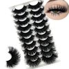 IFSOWDRA Mink Lashes Fluffy Wispy Cat Eye Dramatic 3D Lashes Mink 25mm Long False Eyelashes Pack 20mm Volume D Curl Strip Lashes That Look Like Extensions
