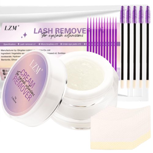 LZM Lash Remover for Lash Extensions,10g/0.35 oz Eyelash Extension Remover Cream Fast Dissolve Eyelash Glue, Lash Removal Low Irritation for Sensitive Skin with 25pcs Remover Tools