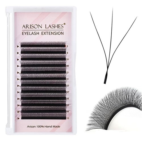 W Eyelash Extensions 3D Volume D Curl 0.07mm 12mm Black Fan W-shaped Lash Extensions Premade