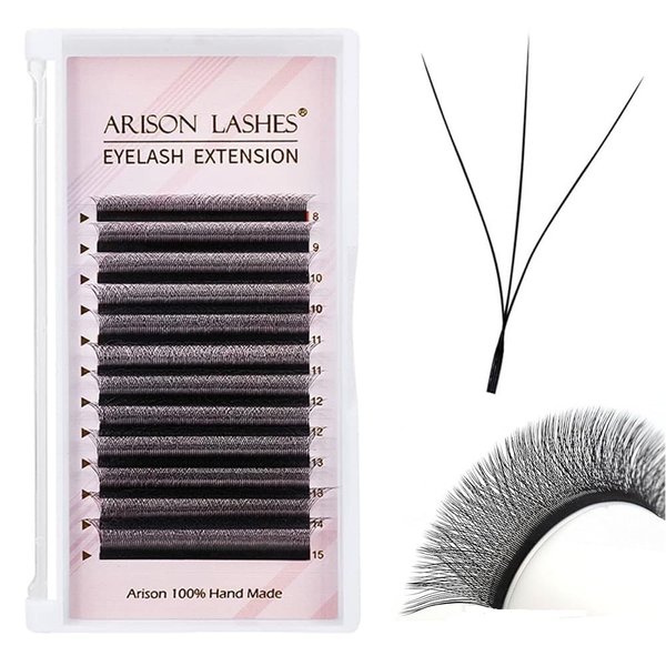 W Eyelash Extensions 3D Volume D Curl 0.07mm 12mm Black Fan W-shaped Lash Extensions Premade