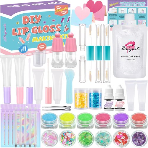 BRIPATI Lip Gloss Making Kit - DIY Lip Gloss Kit to Make Your Own Lip Gloss, Lip Gloss Making Set Lip Gloss DIY Kit for Teens, Lip Gloss Kit DIY Making Lip Gloss for Girls