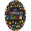 Cool Graduation "#CONGRATS GRAD" Emoji Round Plates Party Tableware, Paper, 7" Diameter, Pack of 60