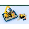 CAT Construction Toys, Dig N' Build Dirt Playset with 12 OZ of Compound - Includes 2 Little Machine Vehicles, Crane, and Storage Container.