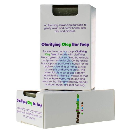 LIVING LIBATIONS - Organic Clarifying Green Clay Soap Bar | Natural, Wildcrafted, Vegan Clean Beauty (4.23 oz | 120 g)