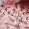 3D Pink Rose Flower Nail Charms Flower Nail Art Charms Nail Pearls Beads Flower Charms for Nails Design Rose Nail Charm Floral Nail Jewels for Nail Art Rhinestones for Nails Supply Nail Decorations