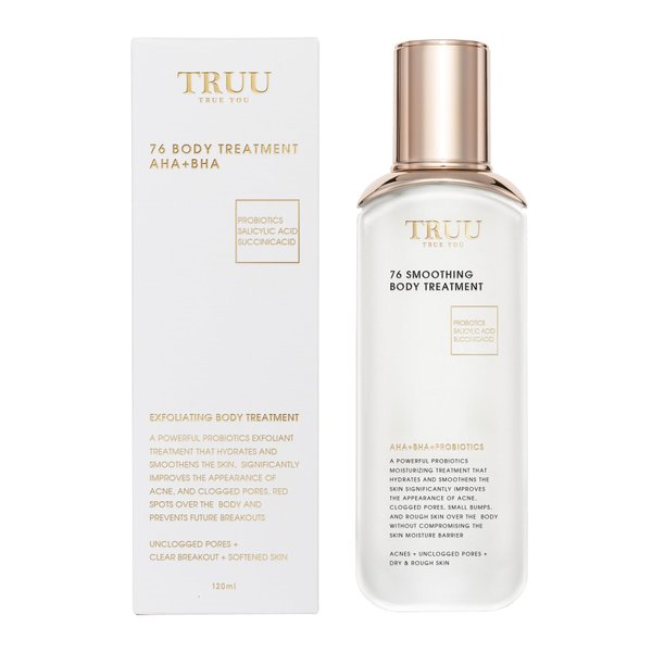 TRUU 76 Smoothing Body Treatment Body Lotion – Advanced Exfoliation with Probiotics & Willow Bark Extract – Smooths, Hydrates, and Refines Skin | 4.1 Fl. Oz