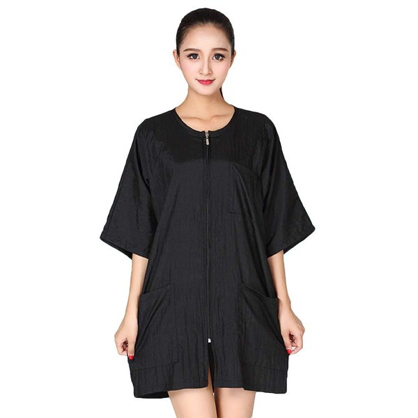 Lurrose Salon Smocks for Clients Short Sleeve Barbers Waterproof Cape Hairdressing Cape Nylon Makeup Cape with Zipper (Black)