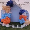 HILAVO Dog Paw Balloons Orange and Blue 60pcs 12 Inch Paw Print Puppy Balloons Navy Blue Pastel Orange Beige Latex Helium Balloon for Boys Paw Space Theme Baby Shower Blue Birthday Party Decorations