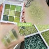 Green Glitter Shimmer Eye Shadow Makeup Palette 9 Colors,Light Bright Emerald Dark Avocado Neon Green Highly Pigmented Matte Glitter Shimmer Pearl Waterproof Party Sparkling Eyeshadow Palette