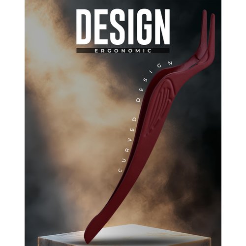 KHADMI IMPEX Eyelash Applicator Tool in Leather Case -Best Lash Cluster Applicator-with Stainless Steel Curved Design Lash Applicator Use for Wisps Lashes(Maroon)