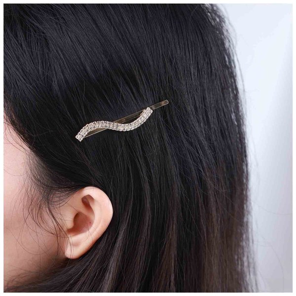 Andelaisi Vintage Rhinestone Hair Clip Gold Crystal Wedding Hair Barrettes French Crystal Hairpin Barrette Sparkly Cz Hair Pins Hairclip Bobby Pins Crystal Wedding Headpieces Bridal Hair Accessories