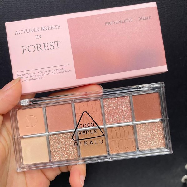 GHFCZOO 10 Color Eyeshadow Palette, Matte & Shimmer Blendable Shades, Waterproof Long-Lasting Eyeshadow, Natural-Looking Korean Eye Makeup Palette (12#)