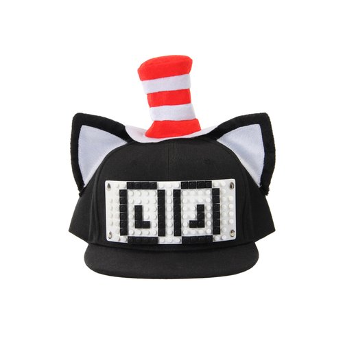 FUN Costumes Dr. Seuss Cat in The Hat Building Blocks Snapback Hat, Standard Black