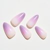 GLAMERMAID Press on Nails Almond,Purple Ombre Medium False Nails with Design,Spring 24 Pcs Glue on Nails for Women,UV Glossy Reusable Acrylic Stick on Nails Tips for Girls Gift