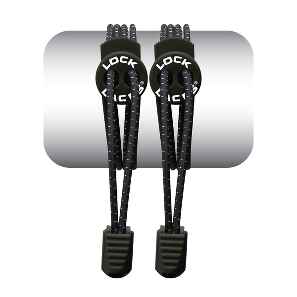 LOCK LACES (Elastic Shoelace and Fastening System) (Black)