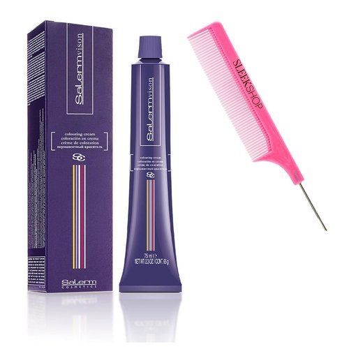 vask SIeekshop Comb + 𝐒𝐚𝐥𝐞𝐫m Cosmetics VISION 𝐒𝐚𝐥𝐞𝐫mvision Permanent Cream Hair Color Dye (w/SIeekshop Pink Comb) Haircolor Creme, 8 LIGHT BLONDE