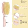 Parcelona French Grooming Combo Light Pink 6" Celluloid Soft Natural Silk Bristles Baby Brush and Comb for Girls and Toddlers Styling Girls Hair Accessories