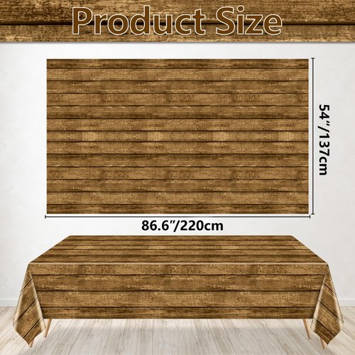 QUERICKY 4 Pack Western Party Tablecloths, 54x87'' Western Party Table Cover Plastic Disposable Wild West Wooden House Barn Door Table Covers for Western Themed Party Kids Birthday Party Decorations