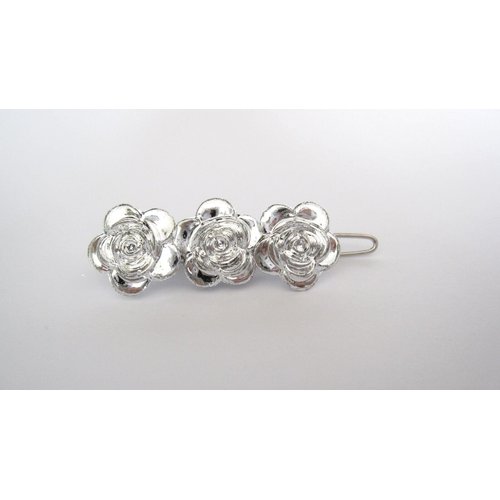 Generic Small shiny silver flower hair pin clip barrette for fine thin hair (Clip quantity: 2 clips)