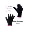 AFT90 Heat Resistant Glove for Hair Styling, Curling Iron, Flat Iron and Curling Wand, Black, Pink Edge, 1 Piece