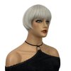 Wiginway Short Mushroom Wigs with Bangs,Straight Gray White Bob Wigs for women,Flapper wig,6 Inch