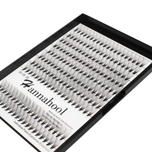 Hannahool 10Rows-200Pcs 20D Natural Long Individual False Eyelashes Cluster Thickness 0.07mm D Curl Volume Premade Fans Eye Lashes Extensions Soft and Lightweight Dramatic Look (17mm)