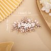 Chargances Bridal Flower Rhinestone Hair Comb Wedding Pearl Leaf Hair Side Comb Fashion Crystal Handmade Hair Accessories for Women and Girls (Rose Gold)