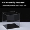 Cliselda Fully Assembled Acrylic Display Case with Black Base 4x4x4 in, Clear Square Acrylic Box Cube Small Acrylic Storage Containers, Dustproof Plastic Display Box for Collectibles Action Figures