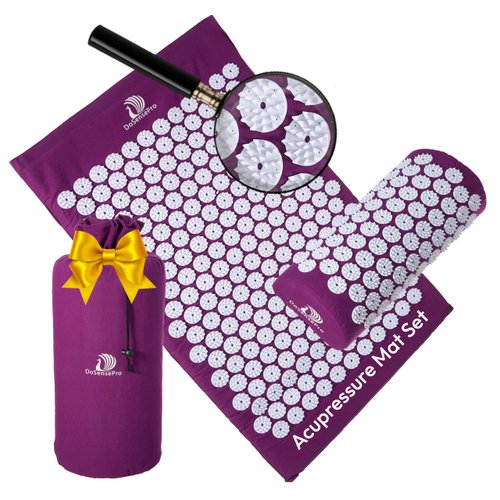 Acupressure Mat & Pillow Set by DoSensePro - Acupressure Therapy for Back and Neck Pain Relief, Sciatica, and Pressure Point Aches Ideal Acupuncture Mat for Sleeping Aid & Recovery