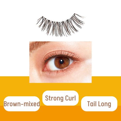 DUP Lashever Long Series False Eyelashes, Natural Looking, Japanese Natural Looking Fake Eyelashes A Day Long Lasting Wear, Lightweight & Comfortable, 2 Pairs, Long 202 Brown Mix