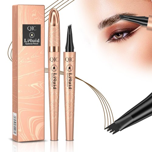 LckLvx Microblading Eyebrow Pen, 2024 Upgrade Magic Eyebrow Pencil 3D Waterproof Eyebrow Pencil with 4-Fork-Tip Create Natural Hair-Like Brows, Stay on All Day (Dark Brown)