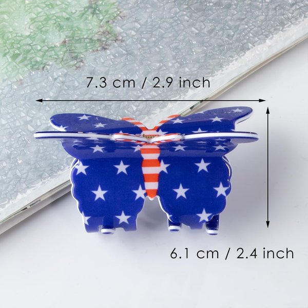 Butterfly Shape Small Hair Claw Clip Country Flag Pattern Color Matching Non-Slip Hair Accessories 2.9" x 2.4" for Women Girls Thin Hair, Style G