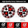 50Pcs Casino Party Supplies Poker Paper Plates Set 9"Playing Card Dinner Plates 7"Casino Plates for Casino Night Poker Game Theme Poker Card Playing Club Heart Poker Casino Birthday Party Decor