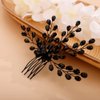 Chargances Rhinestone Bridal Wedding Hair Comb Black Flower Bridal Side Comb Beaded Crystal Hair Vine Pieces Handmade Hair Accessories for Women and Girls (Black)
