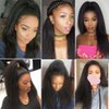 1B Yaki Straight Bundles Human Hair Color 1B Kinky Straight Bundles 8a Grade Double Weft Brazilian Remy Hair Weave Extensions Soft and Silky for Black Women (26 28 30 inch 3 Bundles)
