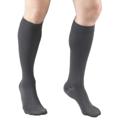 Truform 20-30 mmHg Compression Stockings for Men and Women, Knee High Length, Closed Toe, Gray, Medium (8865GR-M)