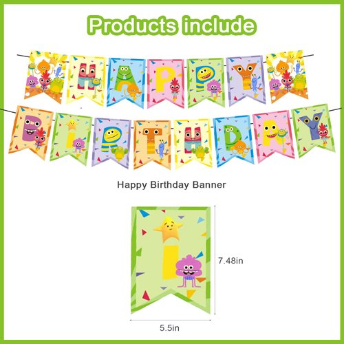 Super Songs Birthday Party Decorations, Cartoon Kids Songs Party Supplies with Happy Birthday Banner, Cupcake Cake Toppers, Balloons for Kids Birthday Party Baby Shower Decorations