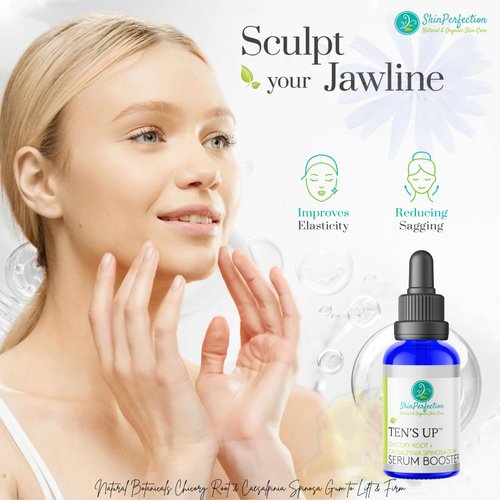 Tens Up Skin Tight with Chicory Root and Caesalpinia Spinosa Gum to Naturally Tighten, Lift, and Firm Serum Booster Skin Perfection