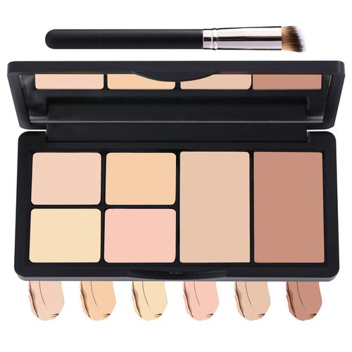 6 Colors Correcting Concealer Contour Makeup Palette,Cream Concealer Contour Palette for Dark Circles Blemish Redness,Highlighting Long Lasting Contouring Liquid Foundation Makeup with Brush（02）
