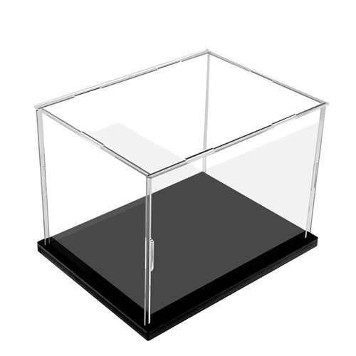 IDAFSA Clear Acrylic Display Case, Assemble Cube Display Box Stand with Black Base, Dustproof Protection Showcase for Collectibles Memorabilia Figurines (4x4x4 inch; 10x10x10cm)