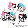 1 PCS Alice Happy Birthday Cake Topper Glitter Magical Poker Bunny Bowl Clock Fairy Eat Me Cake Pick Decorations for Magic Alice Theme Tea Party Baby Shower Kids Birthday Party Supplies