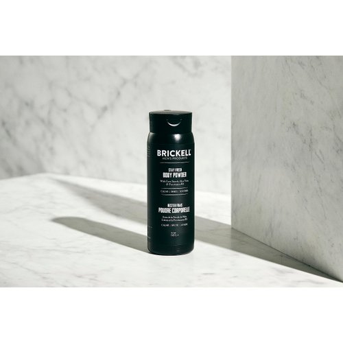 Brickell Men's Products Stay Fresh Body Powder for Men, Natural and Organic Talc-Free, Absorbs Sweat, Keeps Skin Dry, Scented, 5 oz
