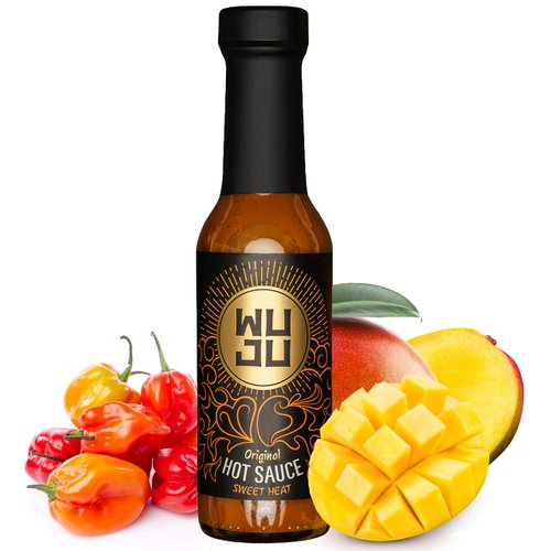 WUJU Original Agave Hot Sauce - Hot Pepper Sauce - All-Natural Habanero Hot Sauce With Diverse Ingredients - Gourmet Hot Sauce - Mild Hot Sauce, Low Sodium, No Preservatives - 5 Ounces