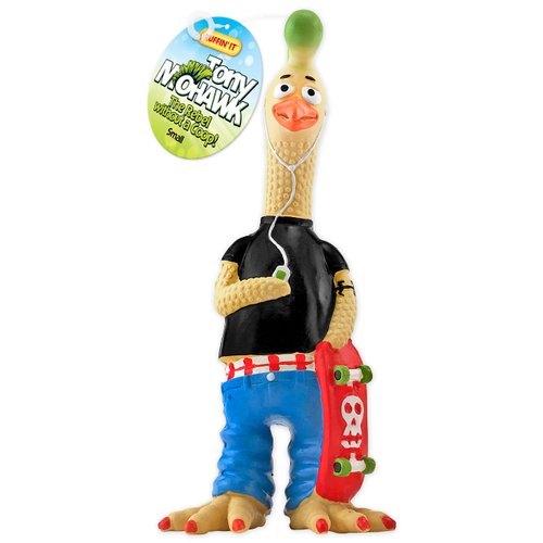 Ruffin&#39; It Tony Mohawk Durable Latex Chicken Dog Toy, Small