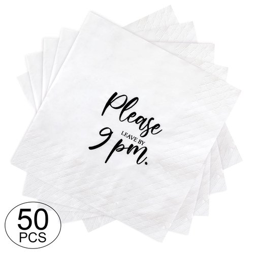 50 Pack Please Leave by 9 Napkins Cocktail Napkins Funny Napkins Beverage Paper Napkins Party Napkin Napkins Funny for Bar Restaurant Wedding Dinner Party (Stylish)