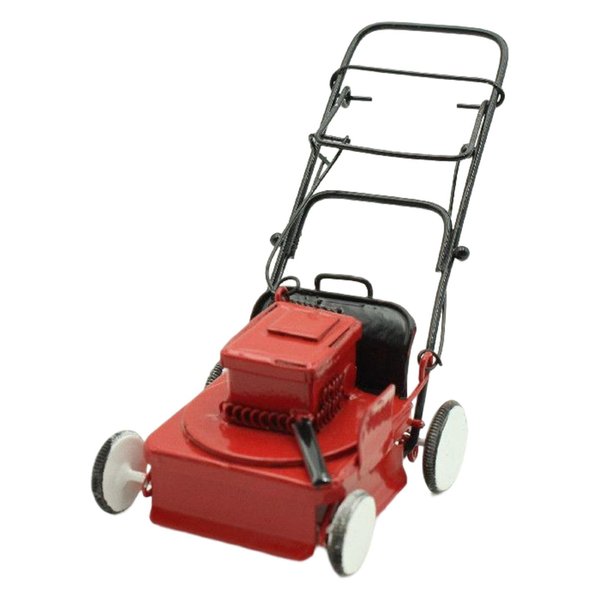 Compact Dollhouse Miniature Lawn Mower, Educational Toys Red Coated Mini Lawnmower for,Interactive Game, Over Age Kids
